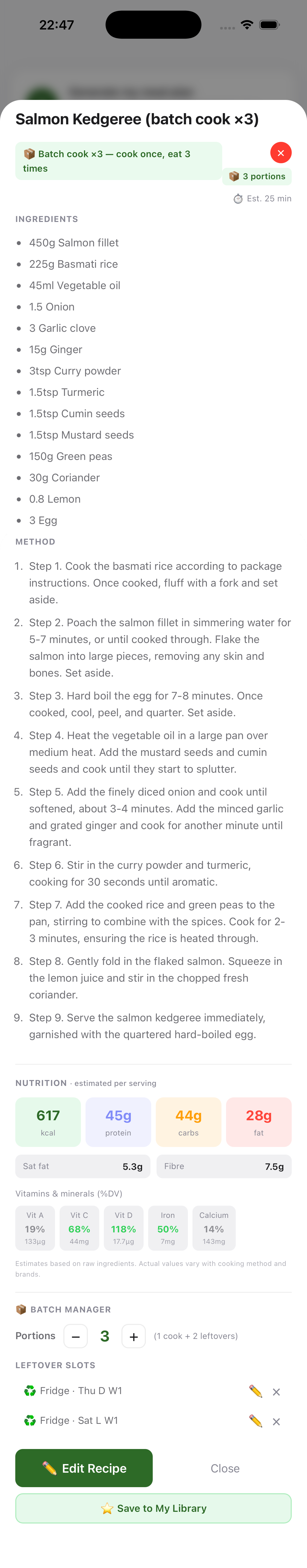 Salmon Kedgeree — ingredients, method and nutrition, end-to-end